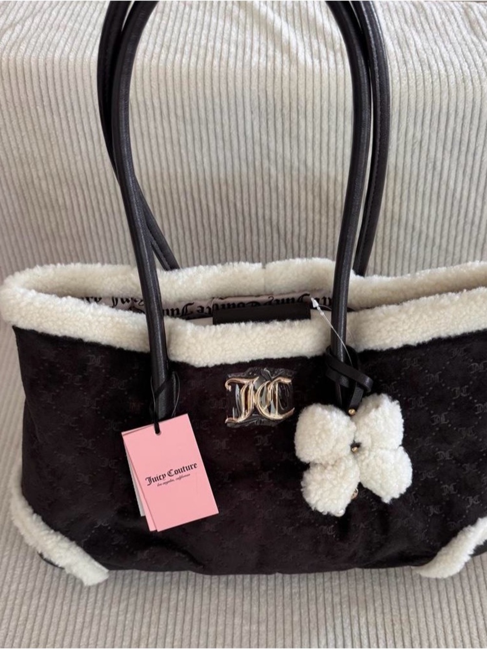 Juicy Couture Shearling Trim Tote Bag